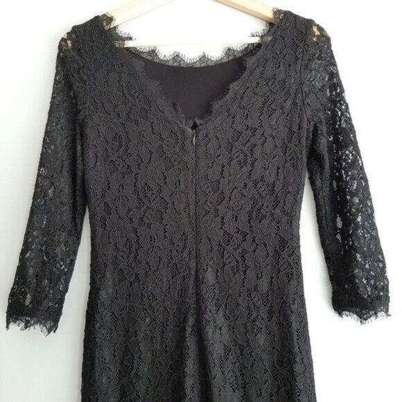 Aritzia / BABATON Rafael Black Floral Lace Long Sleeve Dress Sz 2 - Picture 10 of 12